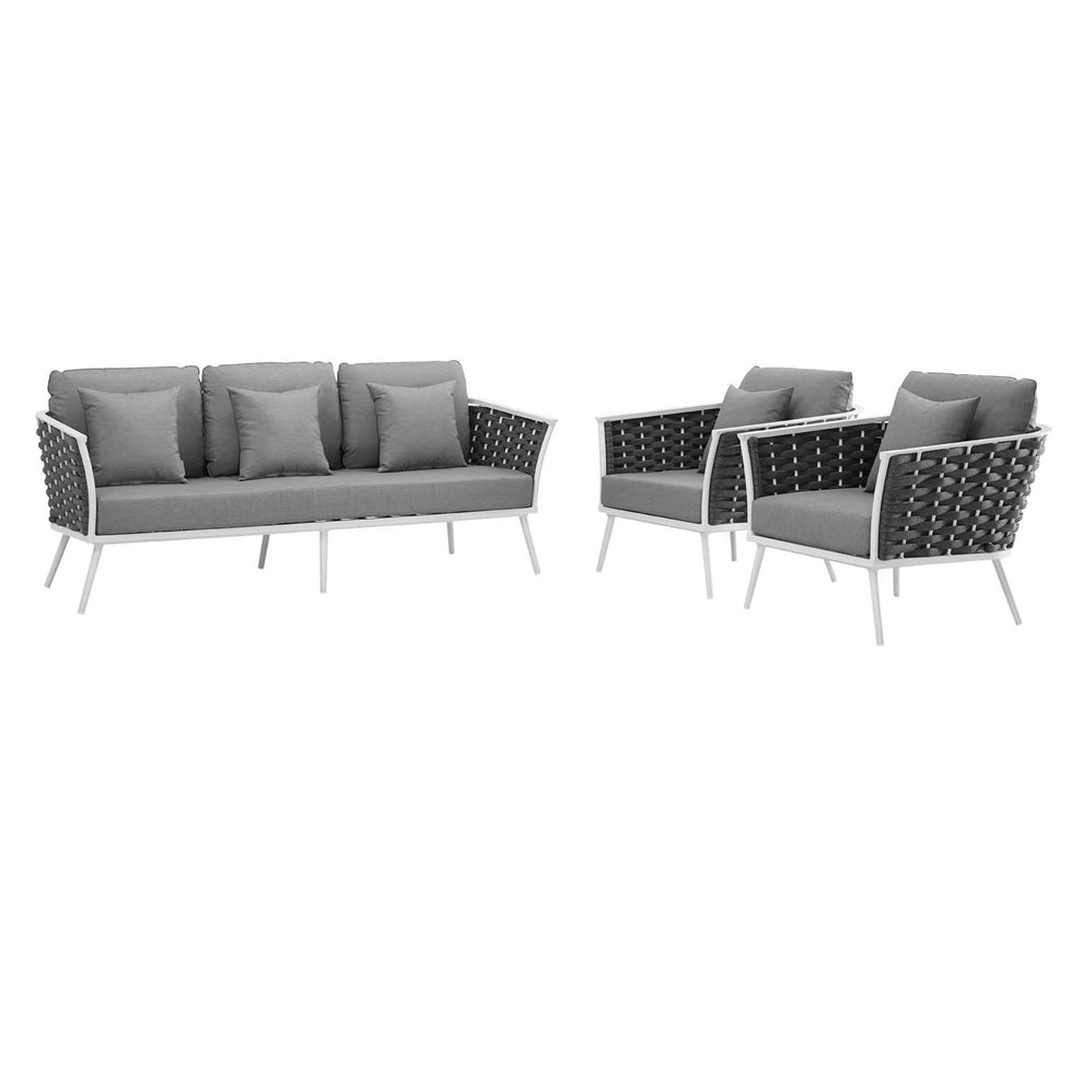 Stance 3 Piece Outdoor Patio Aluminum Sectional Sofa Set By Modway - EEI-3165 | Outdoor Sofas, Loveseats & Sectionals | Modishstore - 2