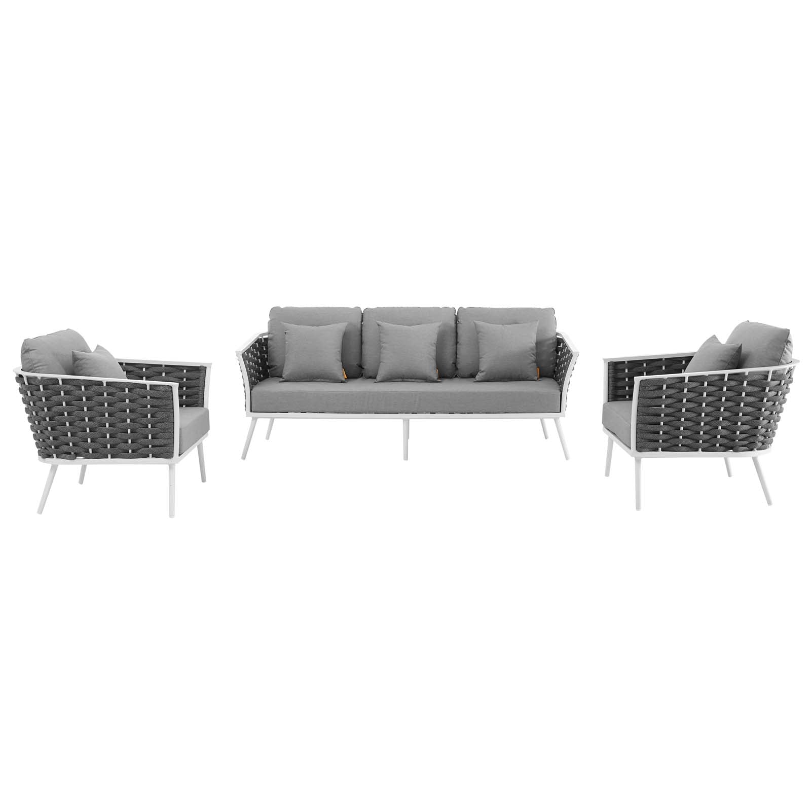 Stance 3 Piece Outdoor Patio Aluminum Sectional Sofa Set By Modway | Outdoor Patio | Modishstore-4