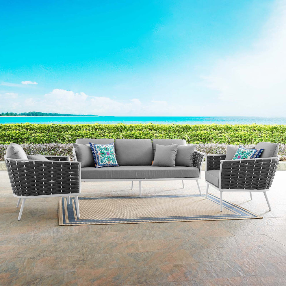 Stance 3 Piece Outdoor Patio Aluminum Sectional Sofa Set By Modway - EEI-3165 | Outdoor Sofas, Loveseats & Sectionals | Modishstore - 1