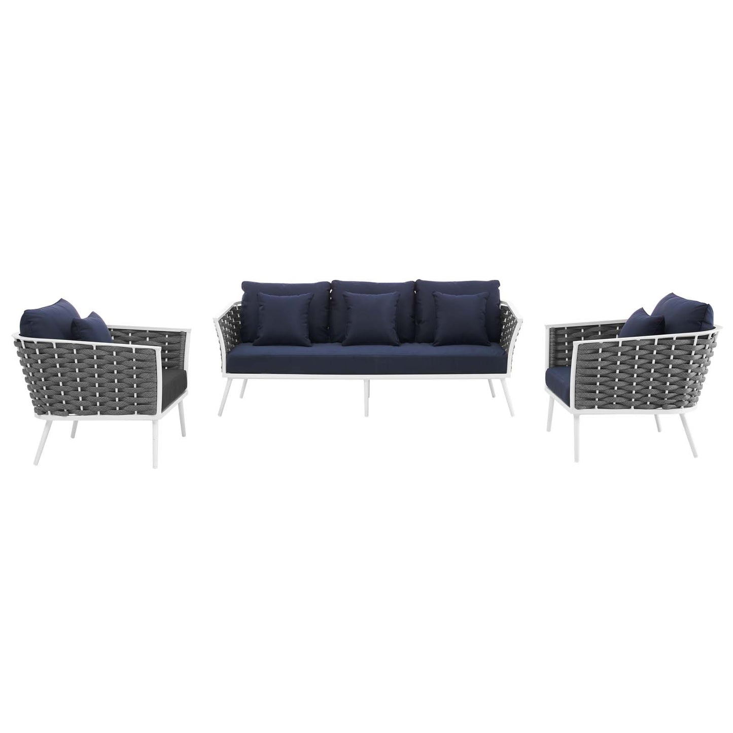 Stance 3 Piece Outdoor Patio Aluminum Sectional Sofa Set By Modway | Outdoor Patio | Modishstore-9