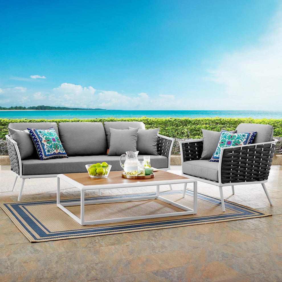 Modway Stance 3 Piece Outdoor Patio Aluminum Sectional Sofa Set - EEI-3166 | Outdoor Sofas, Loveseats & Sectionals | Modishstore - 1