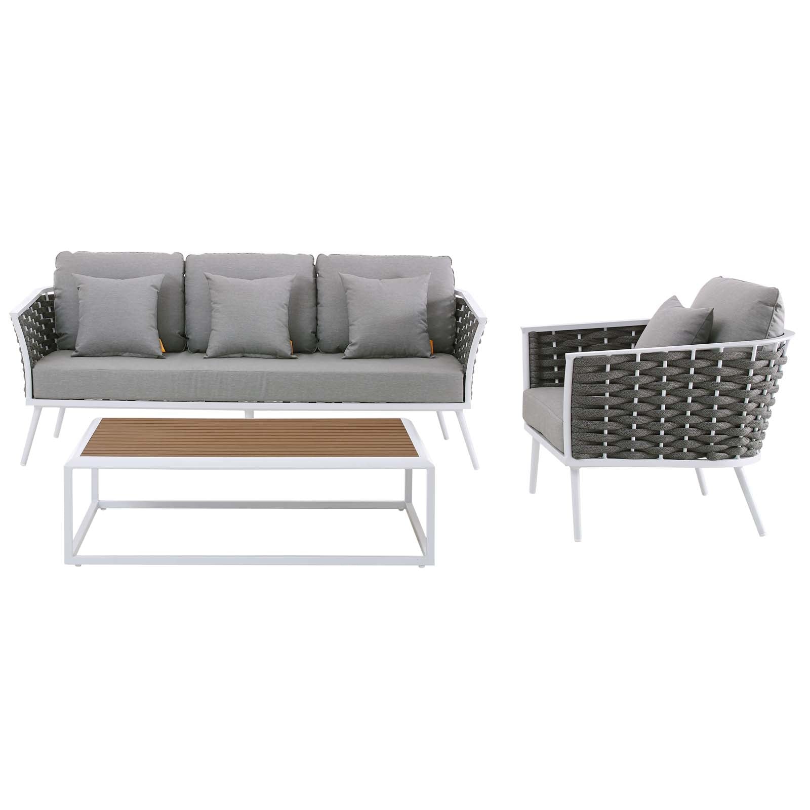 Modway Stance 3 Piece Outdoor Patio Aluminum Sectional Sofa Set | Outdoor Sofas, Loveseats & Sectionals | Modishstore-2