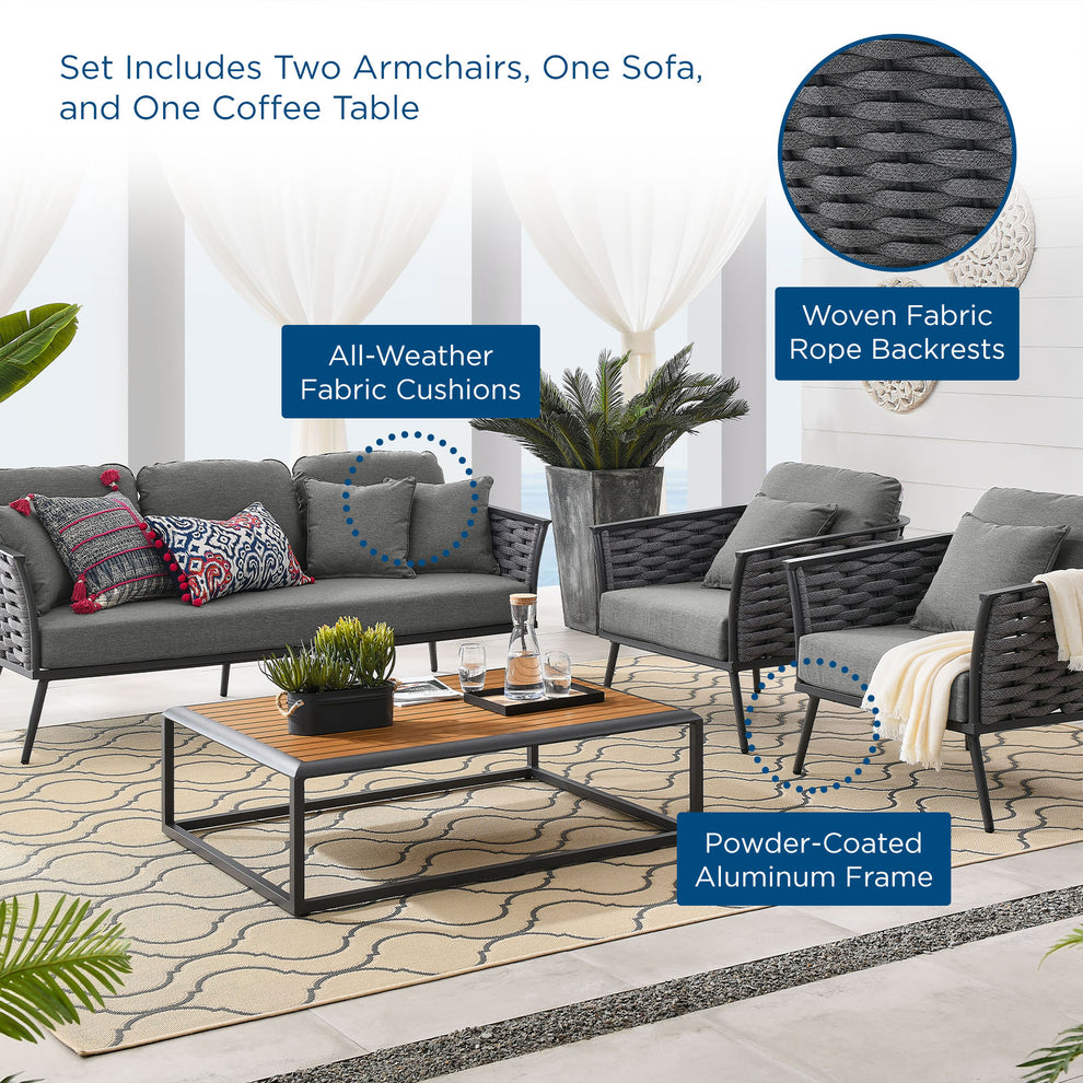 Modway Stance 4 Piece Outdoor Patio Aluminum Sectional Sofa Set - EEI-3167 | Outdoor Sofas, Loveseats & Sectionals | Modishstore - 30