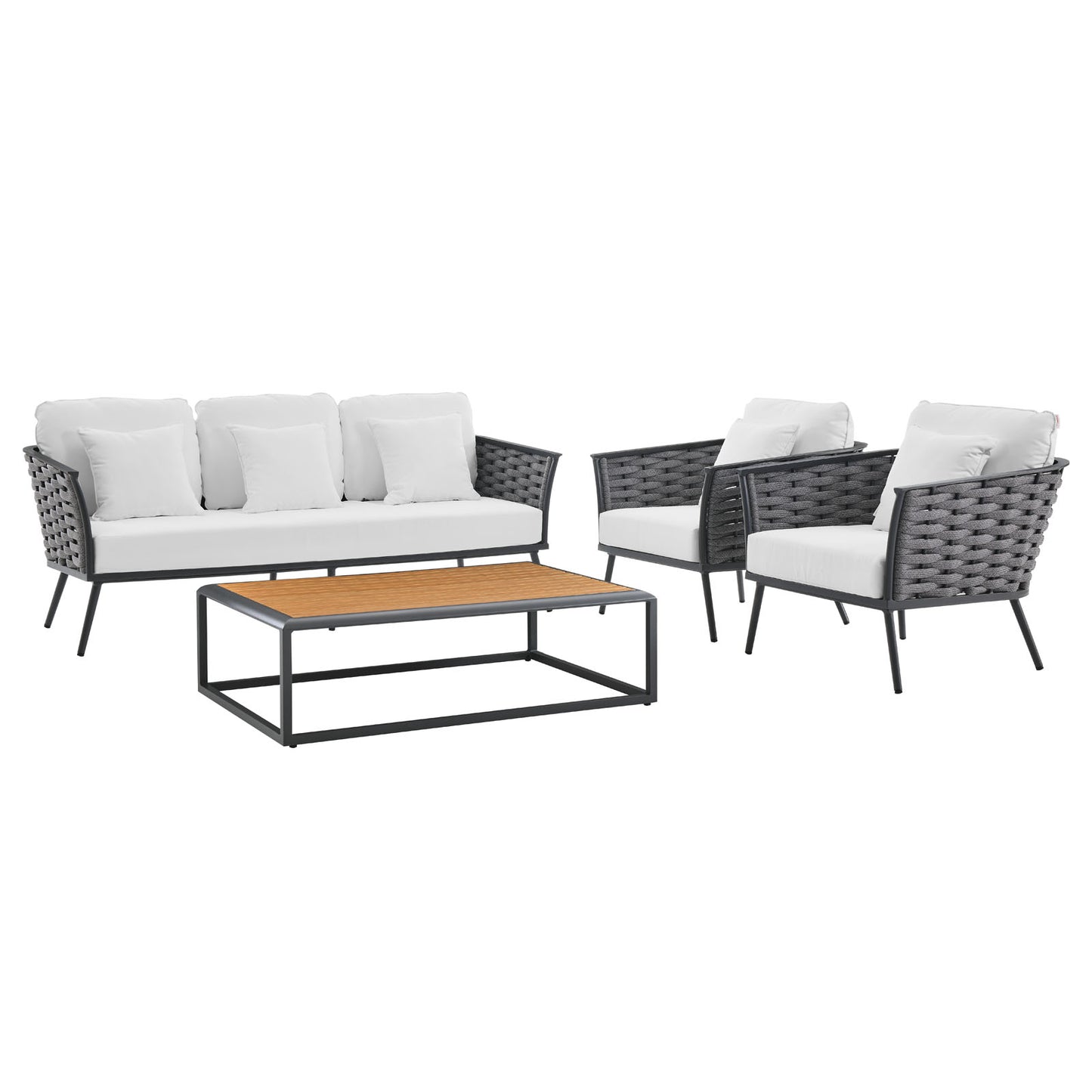 Modway Stance 4 Piece Outdoor Patio Aluminum Sectional Sofa Set | Outdoor Sofas, Loveseats & Sectionals | Modishstore-32