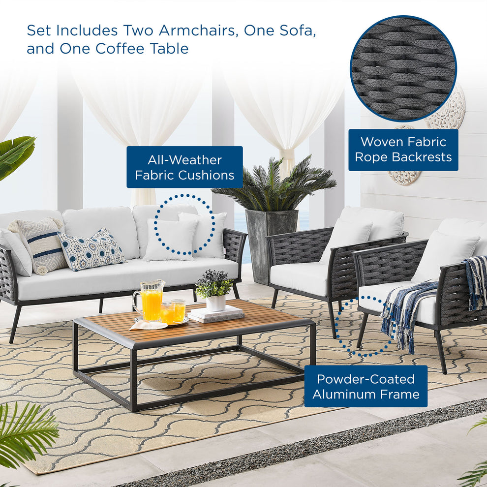 Modway Stance 4 Piece Outdoor Patio Aluminum Sectional Sofa Set - EEI-3167 | Outdoor Sofas, Loveseats & Sectionals | Modishstore - 42