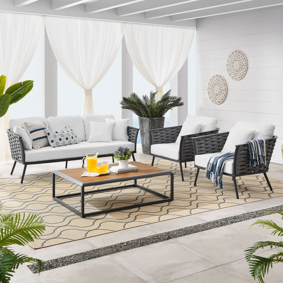 Modway Stance 4 Piece Outdoor Patio Aluminum Sectional Sofa Set - EEI-3167 | Outdoor Sofas, Loveseats & Sectionals | Modishstore - 31