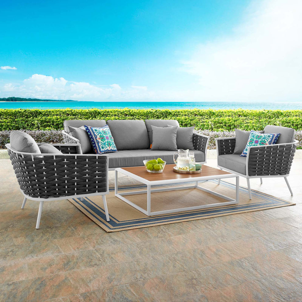 Modway Stance 4 Piece Outdoor Patio Aluminum Sectional Sofa Set - EEI-3167 | Outdoor Sofas, Loveseats & Sectionals | Modishstore - 1