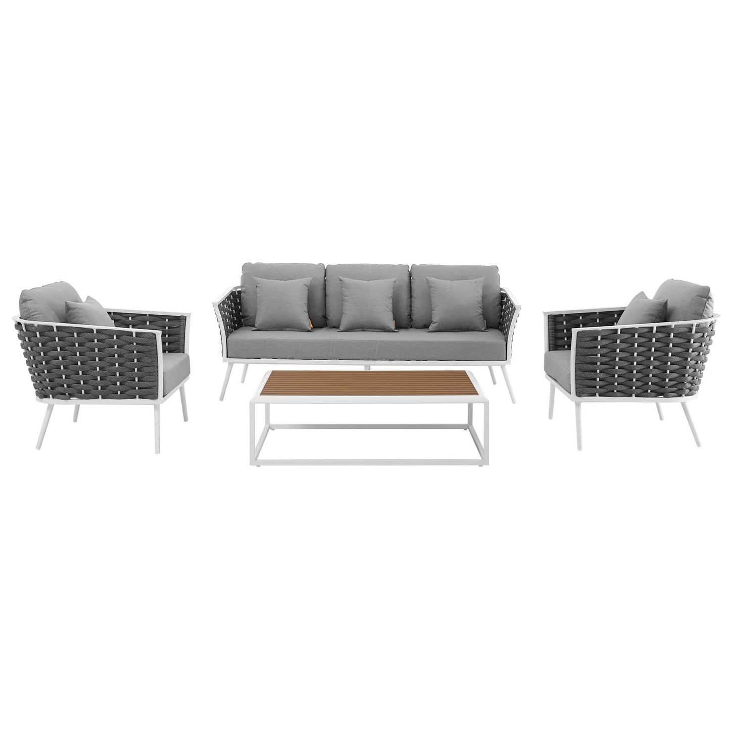 Modway Stance 4 Piece Outdoor Patio Aluminum Sectional Sofa Set | Outdoor Sofas, Loveseats & Sectionals | Modishstore-4