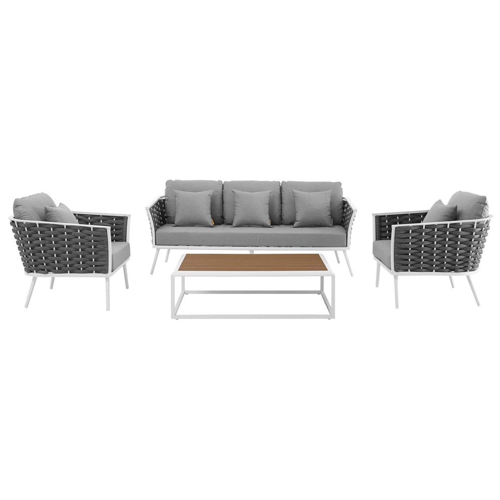 Modway Stance 4 Piece Outdoor Patio Aluminum Sectional Sofa Set - EEI-3167 | Outdoor Sofas, Loveseats & Sectionals | Modishstore - 4