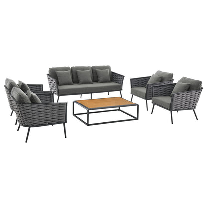 Modway Stance 6 Piece Outdoor Patio Aluminum Sectional Sofa Set - EEI-3168 | Outdoor Sofas, Loveseats & Sectionals | Modishstore - 20
