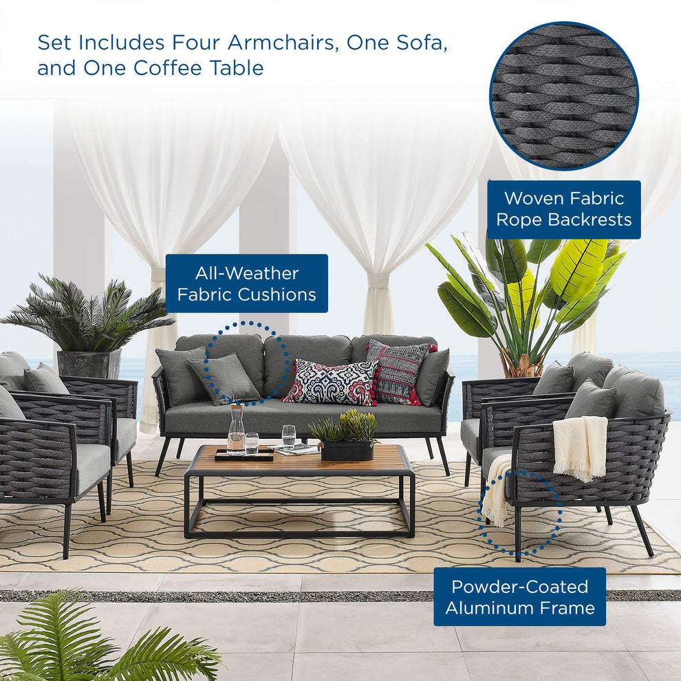 Modway Stance 6 Piece Outdoor Patio Aluminum Sectional Sofa Set - EEI-3168 | Outdoor Sofas, Loveseats & Sectionals | Modishstore - 22