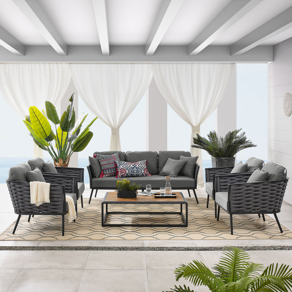 Modway Stance 6 Piece Outdoor Patio Aluminum Sectional Sofa Set - EEI-3168 | Outdoor Sofas, Loveseats & Sectionals | Modishstore - 19