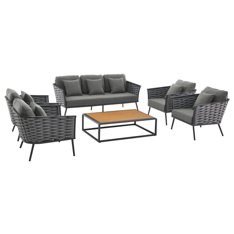 Modway Stance 6 Piece Outdoor Patio Aluminum Sectional Sofa Set - EEI-3168 | Outdoor Sofas, Loveseats & Sectionals | Modishstore - 20