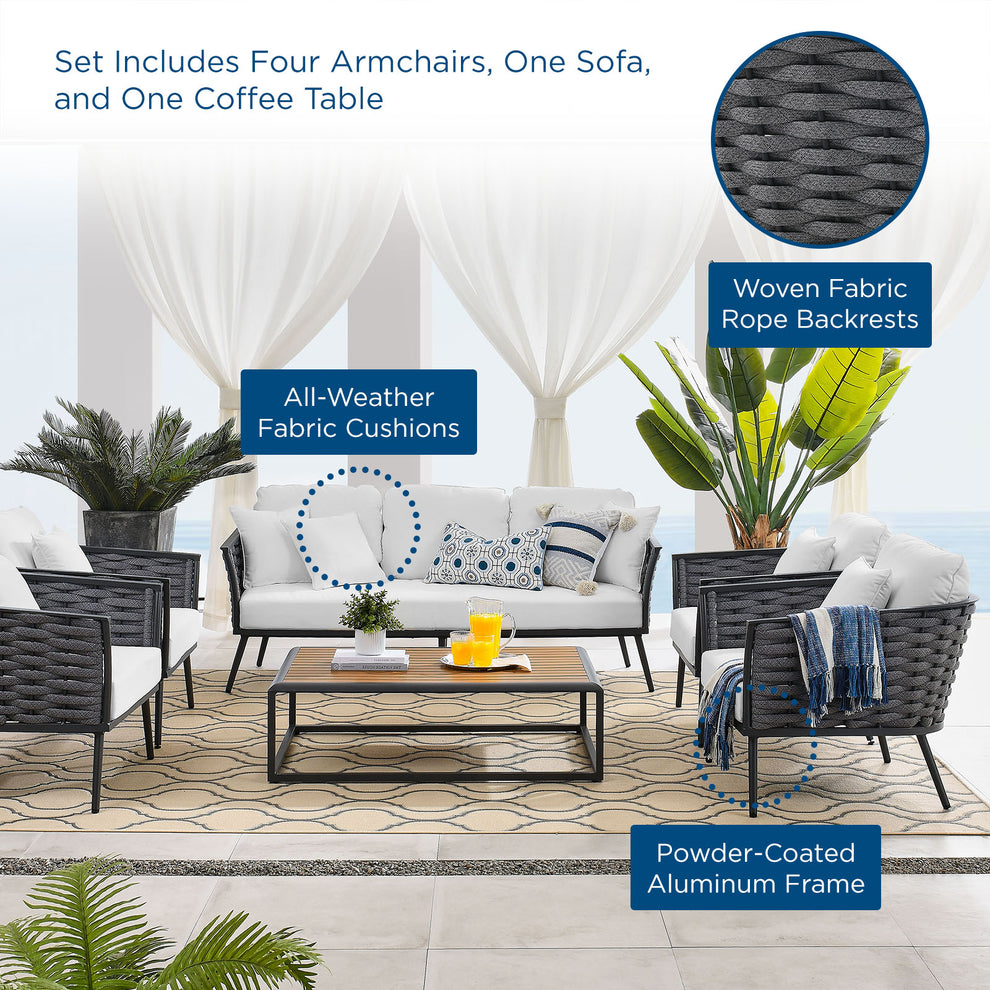 Modway Stance 6 Piece Outdoor Patio Aluminum Sectional Sofa Set - EEI-3168 | Outdoor Sofas, Loveseats & Sectionals | Modishstore - 34