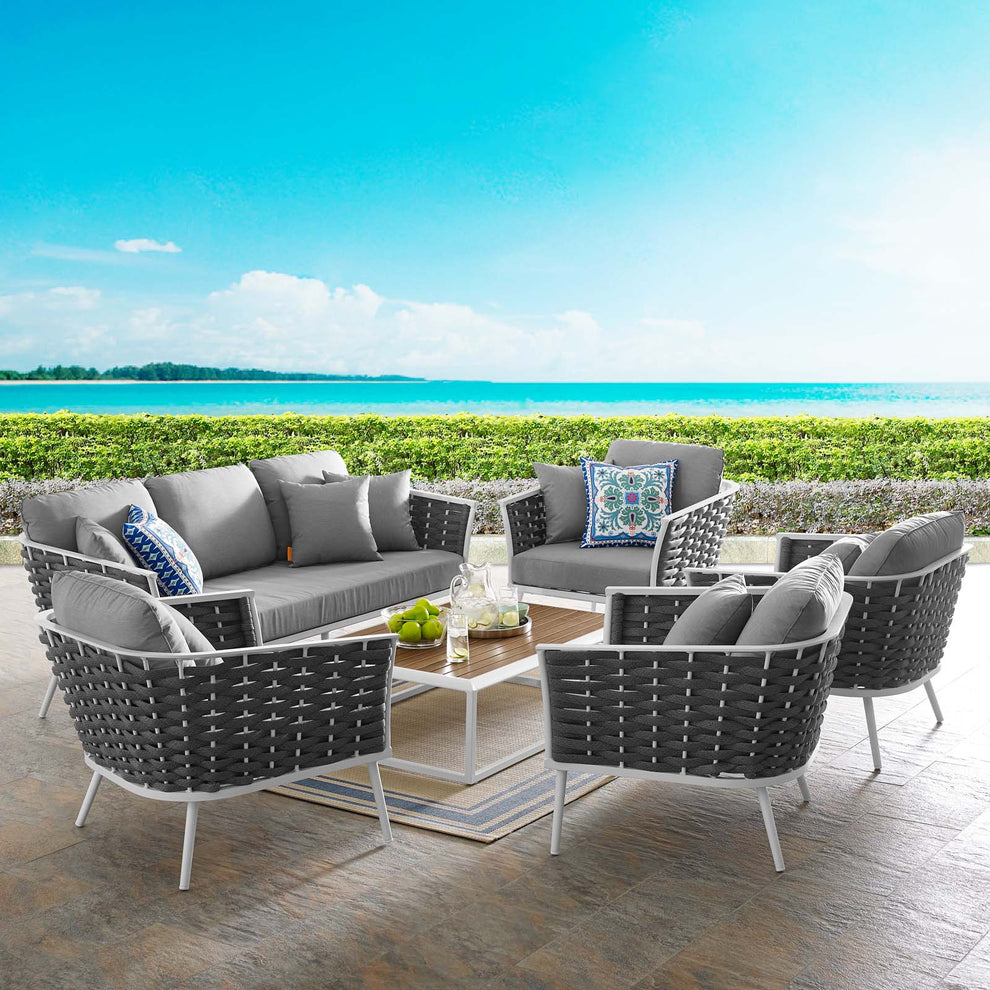 Modway Stance 6 Piece Outdoor Patio Aluminum Sectional Sofa Set - EEI-3168 | Outdoor Sofas, Loveseats & Sectionals | Modishstore - 1
