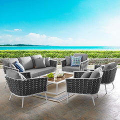 Modway Stance 6 Piece Outdoor Patio Aluminum Sectional Sofa Set - EEI-3168