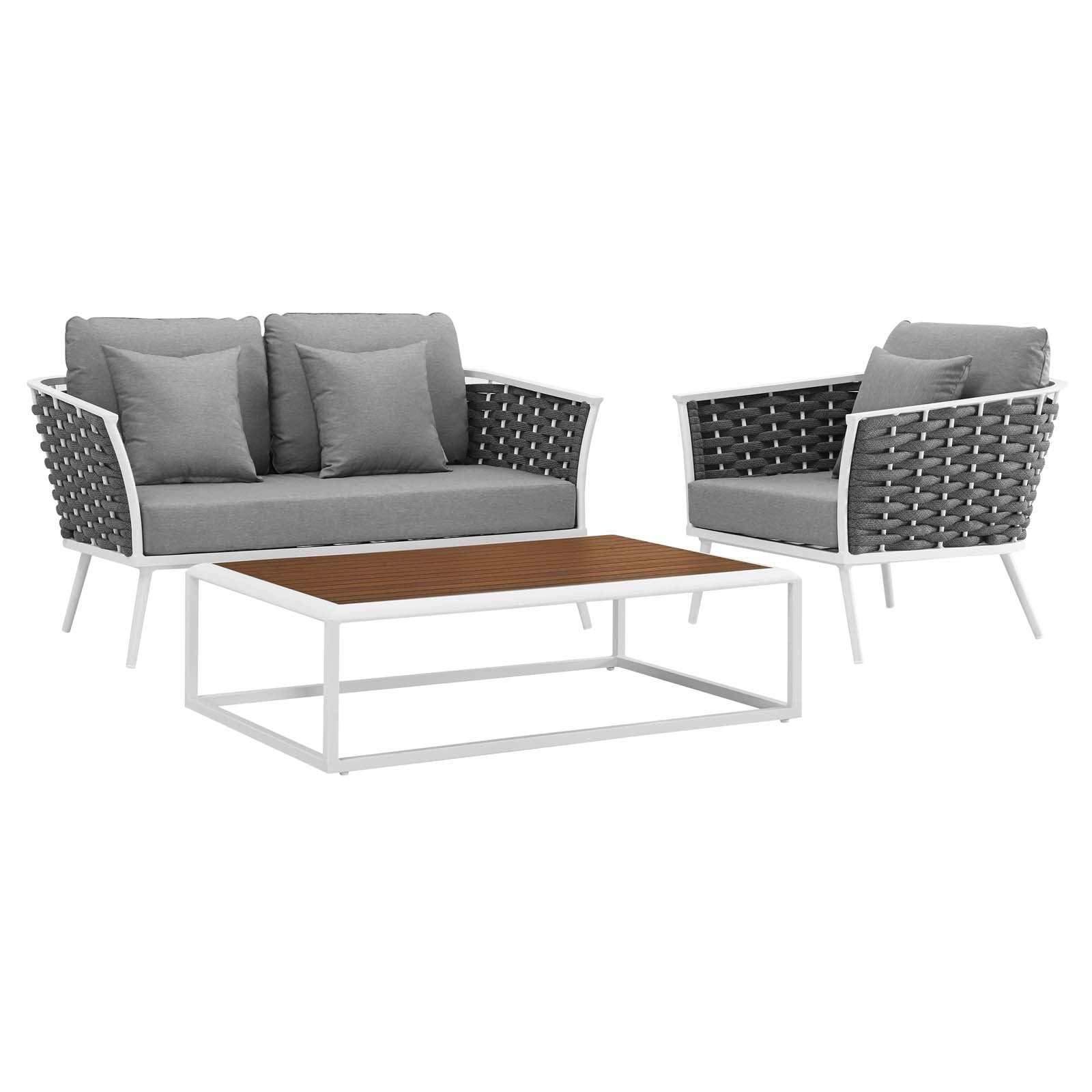 Modway Stance 3 Piece Outdoor Patio Aluminum Sectional Sofa Set - EEI-3171 | Outdoor Sofas, Loveseats & Sectionals | Modishstore - 2