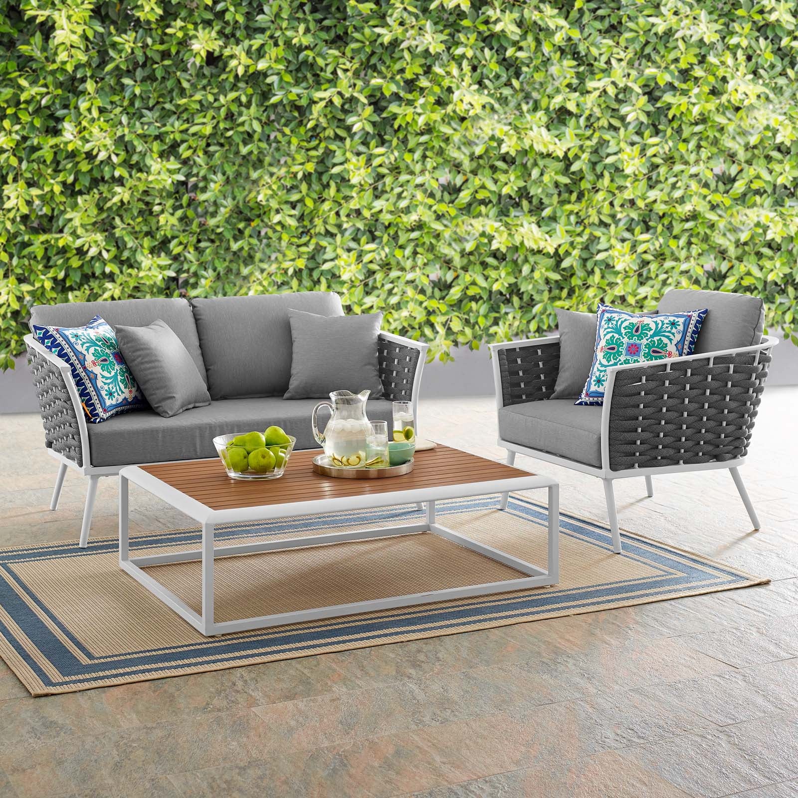 Modway Stance 3 Piece Outdoor Patio Aluminum Sectional Sofa Set - EEI-3171 | Outdoor Sofas, Loveseats & Sectionals | Modishstore - 1