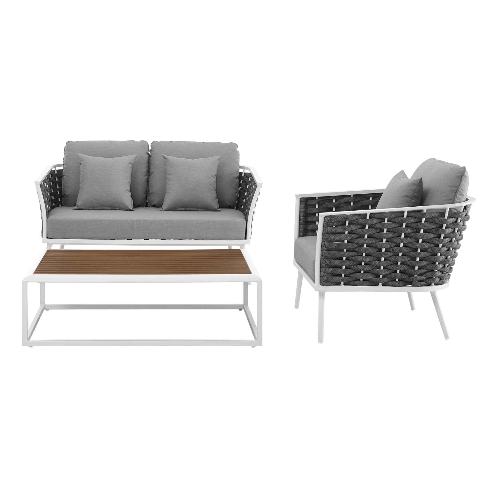 Modway Stance 3 Piece Outdoor Patio Aluminum Sectional Sofa Set - EEI-3171 | Outdoor Sofas, Loveseats & Sectionals | Modishstore - 4