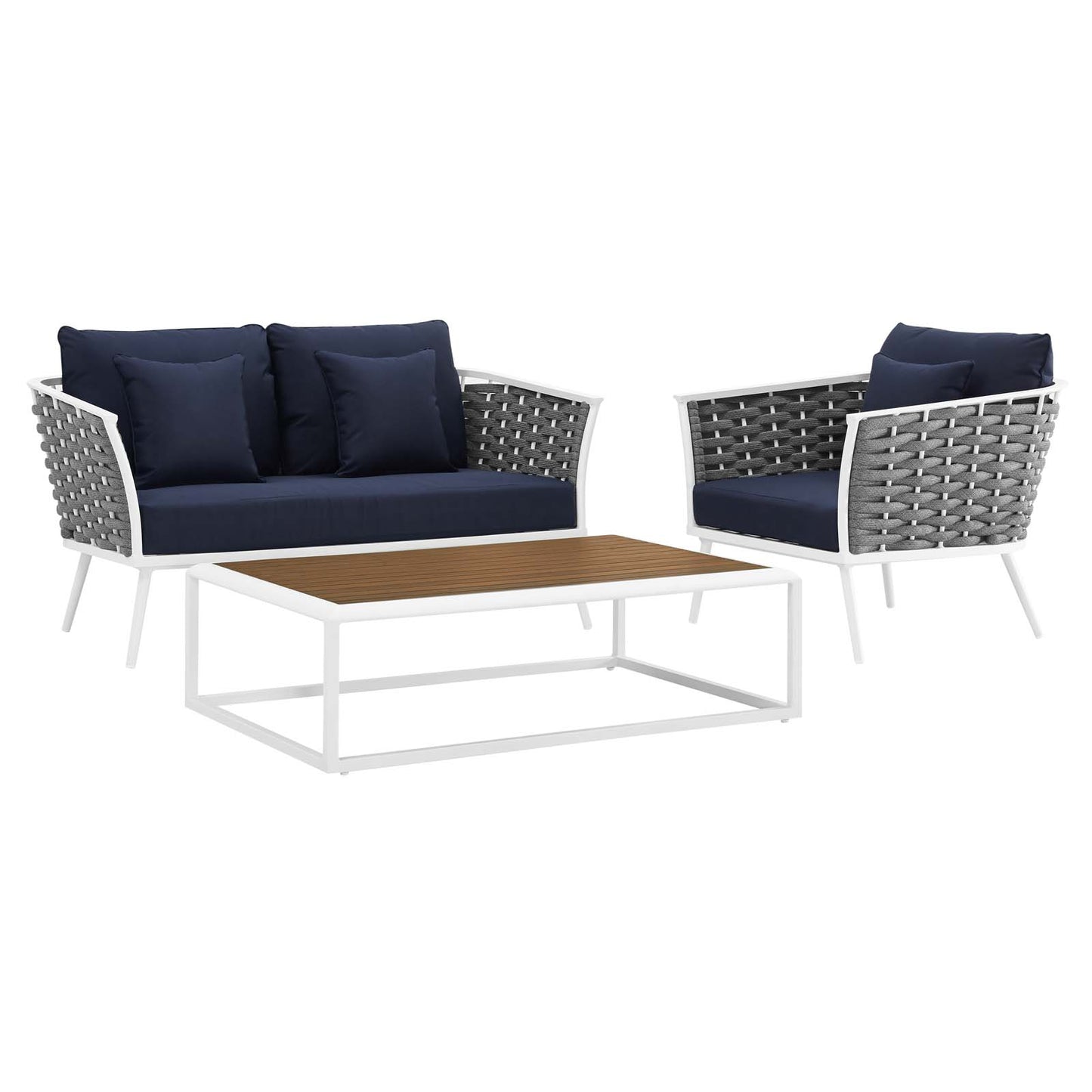 Modway Stance 3 Piece Outdoor Patio Aluminum Sectional Sofa Set - EEI-3171 | Outdoor Sofas, Loveseats & Sectionals | Modishstore - 11