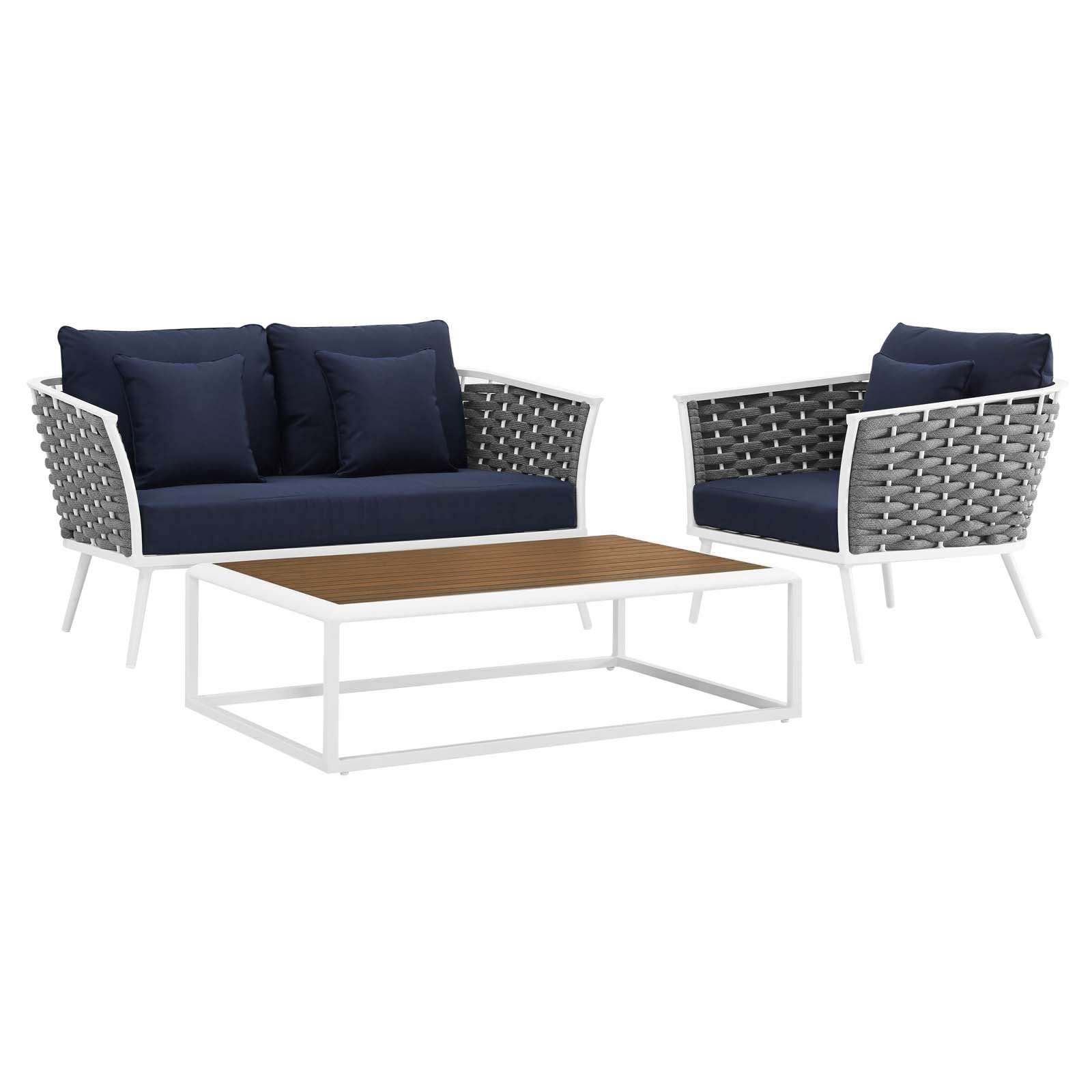 Modway Stance 3 Piece Outdoor Patio Aluminum Sectional Sofa Set - EEI-3171 | Outdoor Sofas, Loveseats & Sectionals | Modishstore - 11