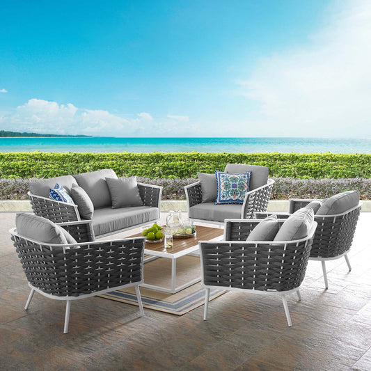 Modway Stance 6 Piece Outdoor Patio Aluminum Sectional Sofa Set | Outdoor Sofas, Loveseats & Sectionals | Modishstore