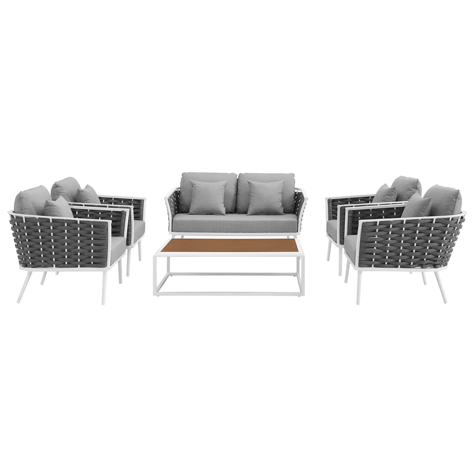 Modway Stance 6 Piece Outdoor Patio Aluminum Sectional Sofa Set - EEI-3173 | Outdoor Sofas, Loveseats & Sectionals | Modishstore - 4
