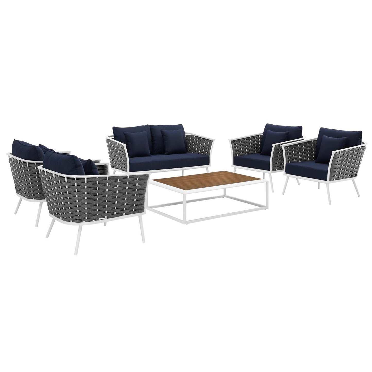 Modway Stance 6 Piece Outdoor Patio Aluminum Sectional Sofa Set - EEI-3173 | Outdoor Sofas, Loveseats & Sectionals | Modishstore - 15