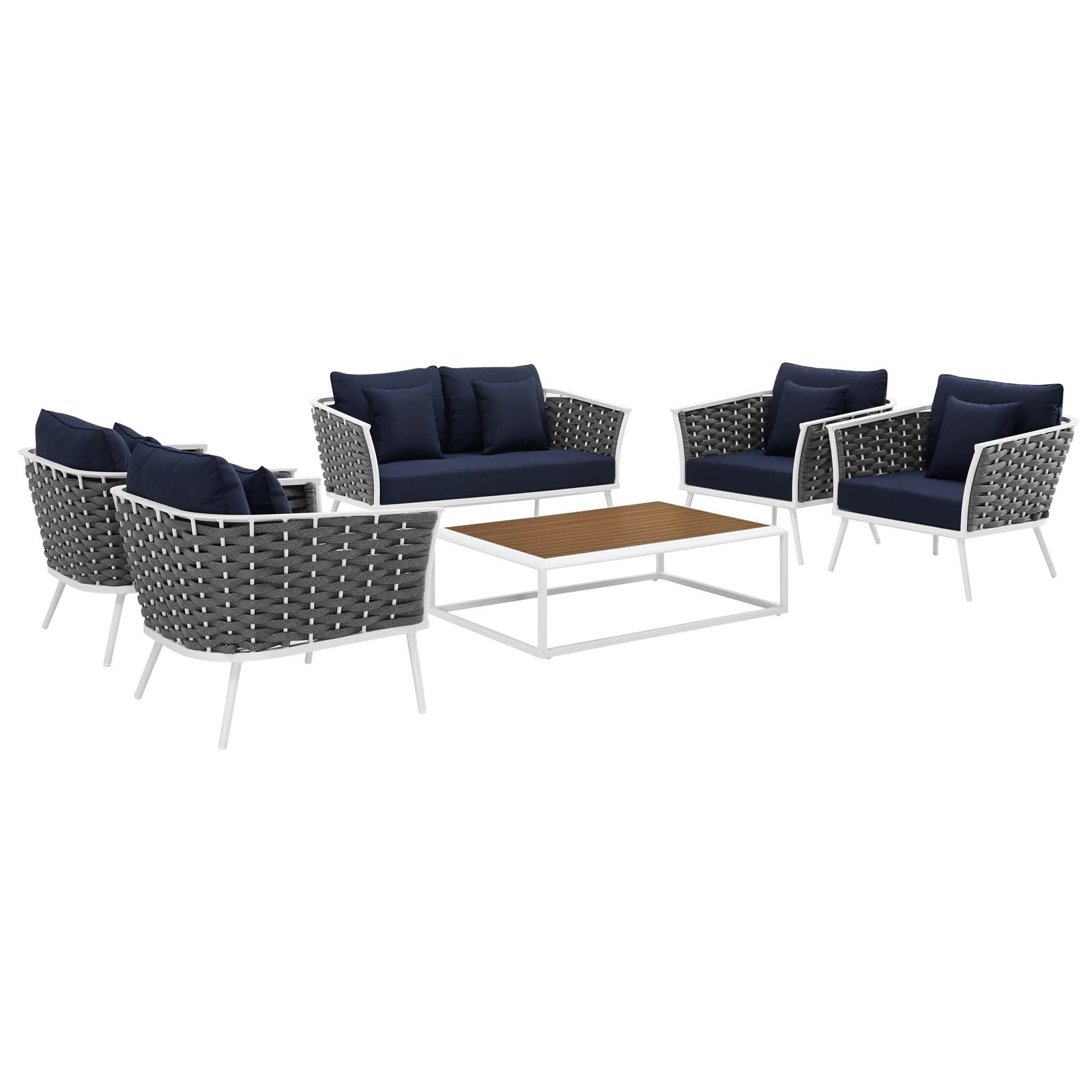 Modway Stance 6 Piece Outdoor Patio Aluminum Sectional Sofa Set - EEI-3173 | Outdoor Sofas, Loveseats & Sectionals | Modishstore - 15