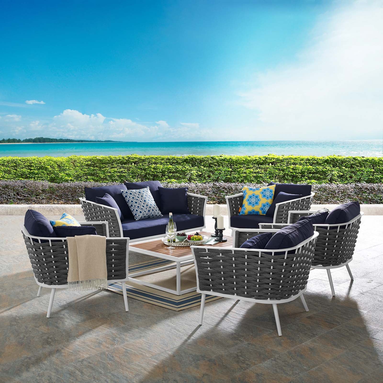 Modway Stance 6 Piece Outdoor Patio Aluminum Sectional Sofa Set - EEI-3173 | Outdoor Sofas, Loveseats & Sectionals | Modishstore - 8