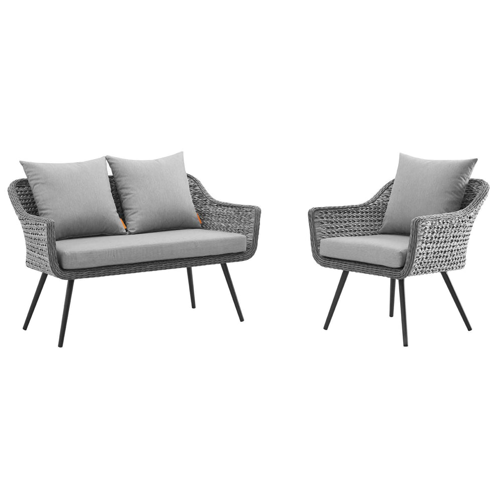 Modway Endeavor 2 Piece Outdoor Patio Wicker Rattan Sectional Sofa Set - EEI-3174 | Outdoor Sofas, Loveseats & Sectionals | Modishstore - 2