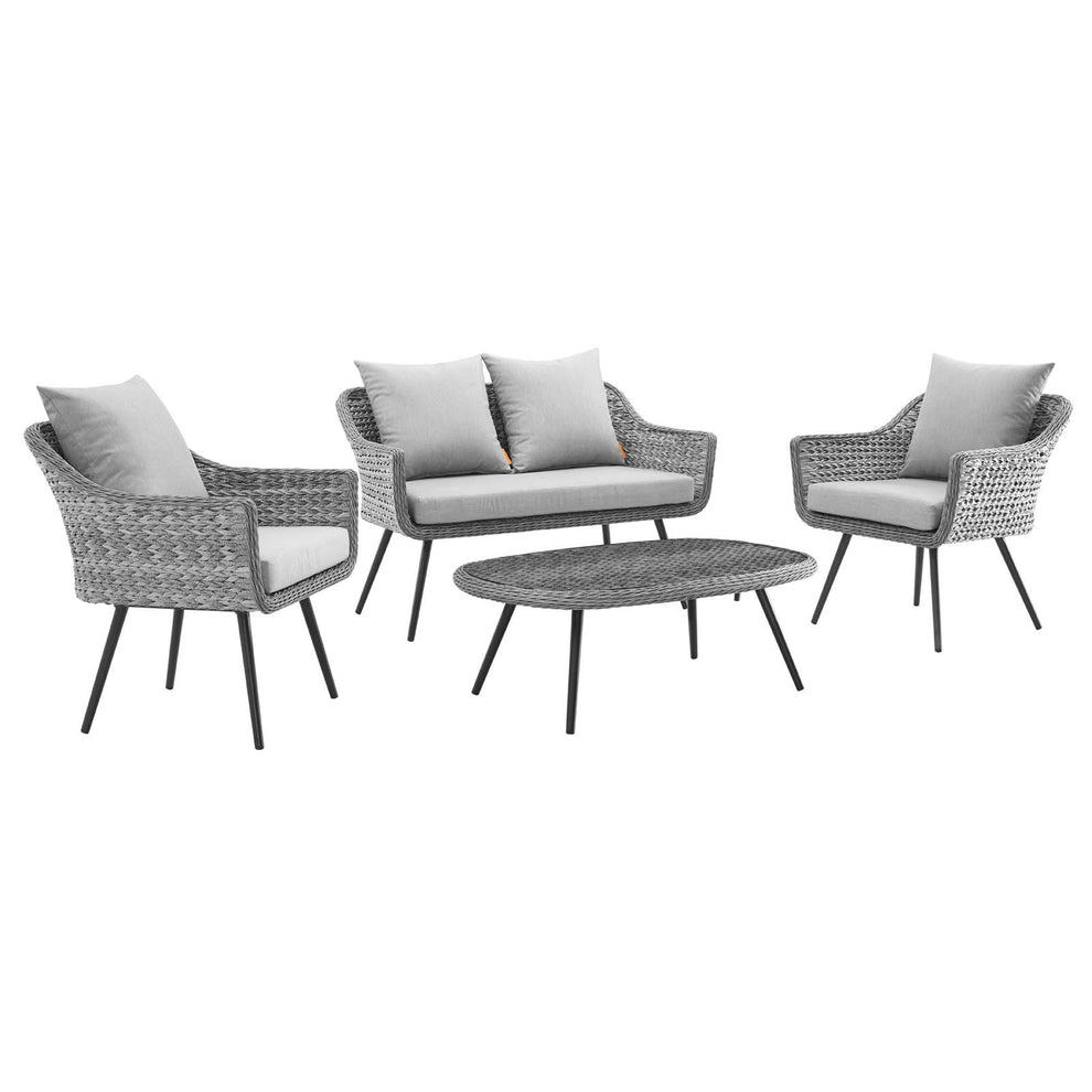 Modway Endeavor 4 Piece Outdoor Patio Wicker Rattan Sectional Sofa Set - EEI-3177 | Outdoor Sofas, Loveseats & Sectionals | Modishstore - 2