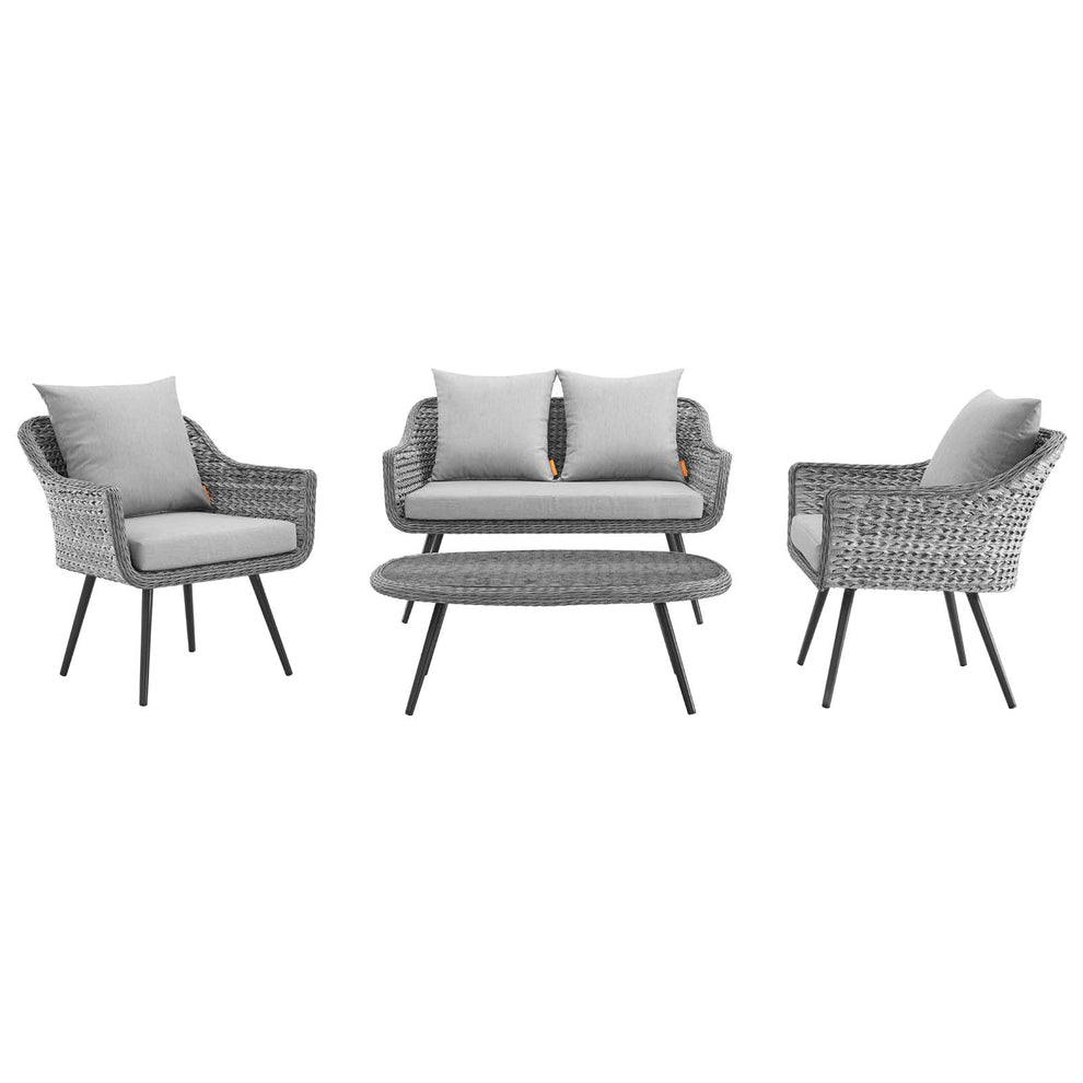 Modway Endeavor 4 Piece Outdoor Patio Wicker Rattan Sectional Sofa Set - EEI-3177 | Outdoor Sofas, Loveseats & Sectionals | Modishstore - 4