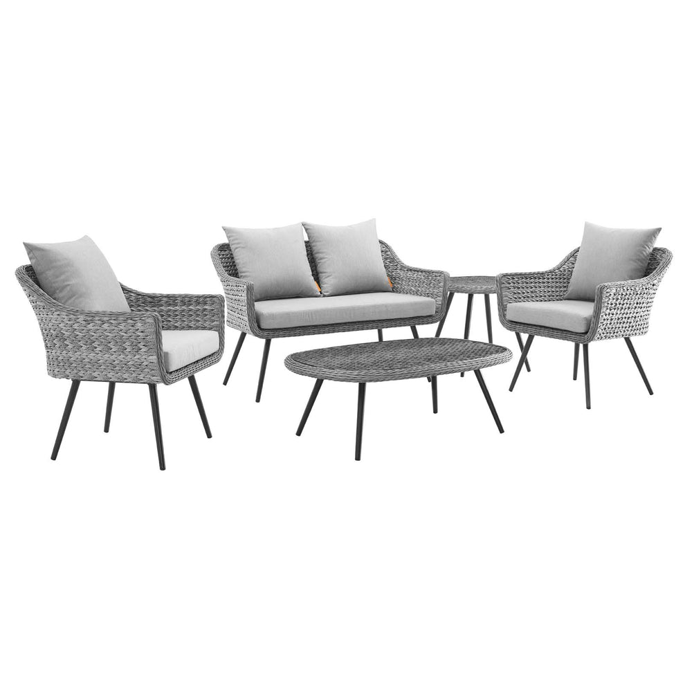 Modway Endeavor 5 Piece Outdoor Patio Wicker Rattan Sectional Sofa Set - EEI-3178 | Outdoor Sofas, Loveseats & Sectionals | Modishstore - 2