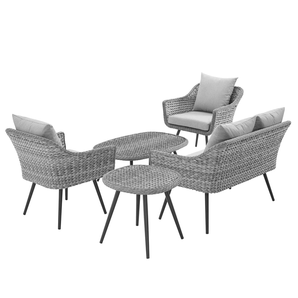 Modway Endeavor 5 Piece Outdoor Patio Wicker Rattan Sectional Sofa Set - EEI-3178 | Outdoor Sofas, Loveseats & Sectionals | Modishstore - 3