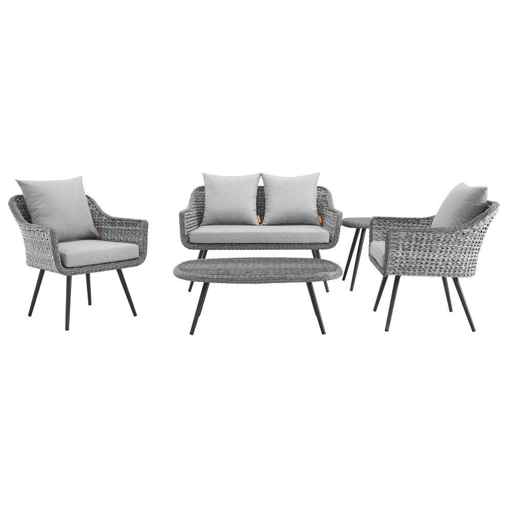 Modway Endeavor 5 Piece Outdoor Patio Wicker Rattan Sectional Sofa Set - EEI-3178 | Outdoor Sofas, Loveseats & Sectionals | Modishstore - 4