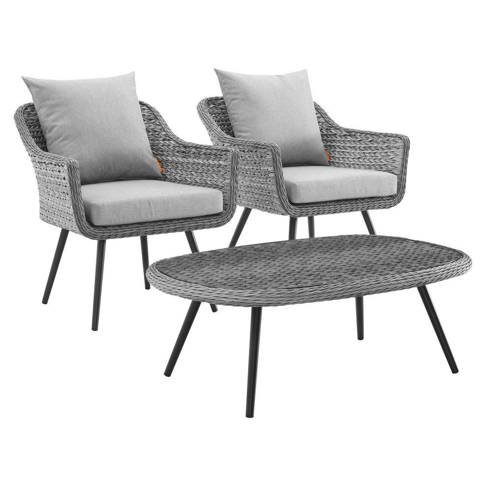 Modway Endeavor 3 Piece Outdoor Patio Wicker Rattan Sectional Sofa Set - EEI-3179 | Outdoor Sofas, Loveseats & Sectionals | Modishstore - 2