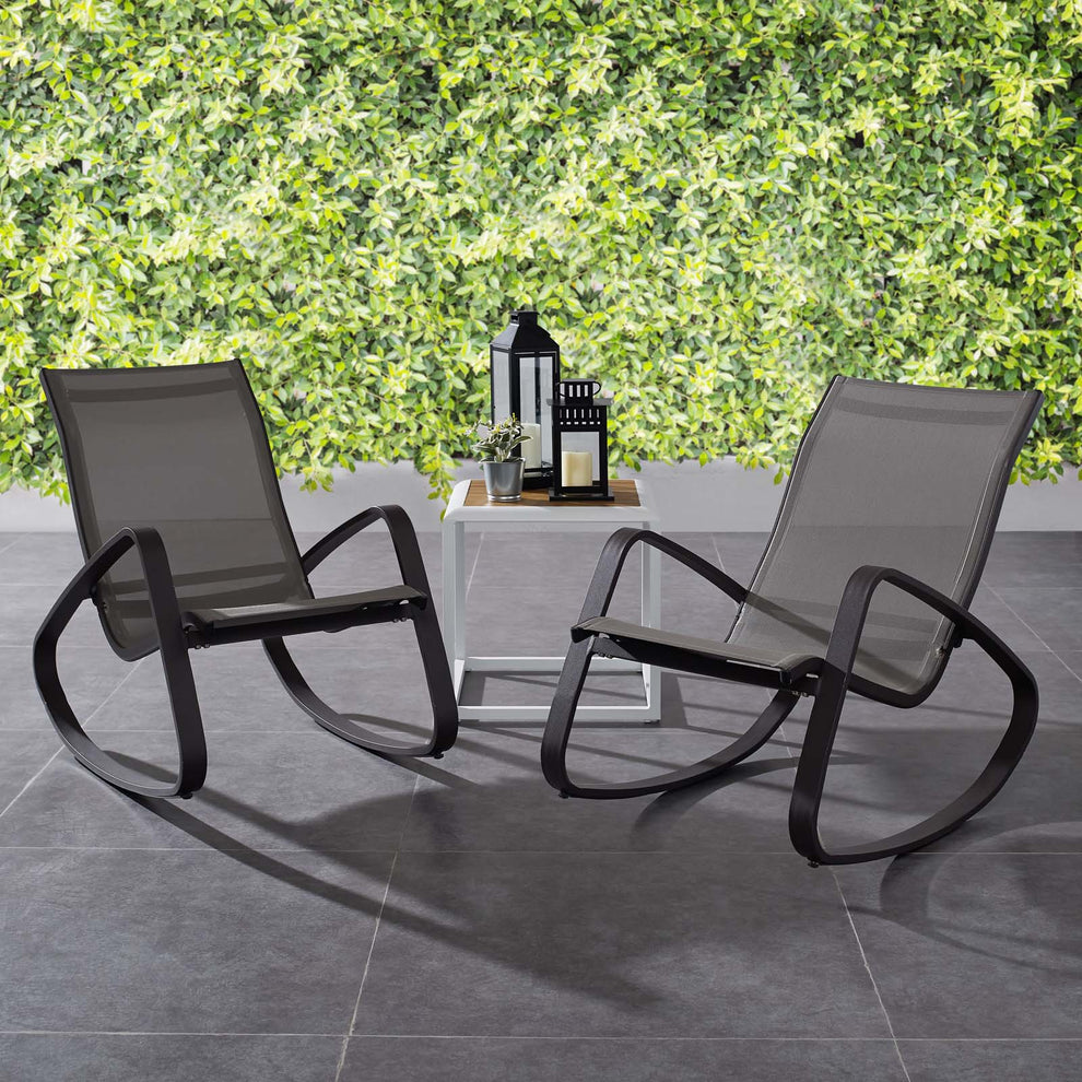 Modway Traveler Rocking Lounge Chair Outdoor Patio Mesh Sling Set of 2 - EEI-3180 | Outdoor Recliners & Lounge Chairs | Modishstore - 1