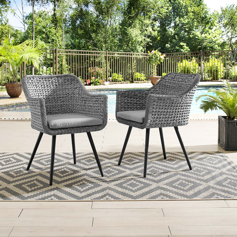 Modway Endeavor Dining Armchair Outdoor Patio Wicker Rattan Set of 2 | Armchairs | Modishstore