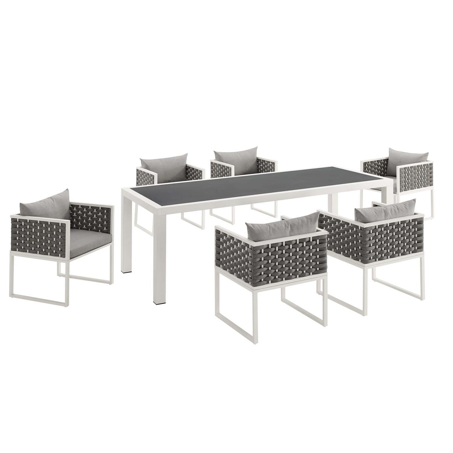 Modway Stance 7 Piece Outdoor Patio Aluminum Dining Set | Dining Sets | Modishstore-3