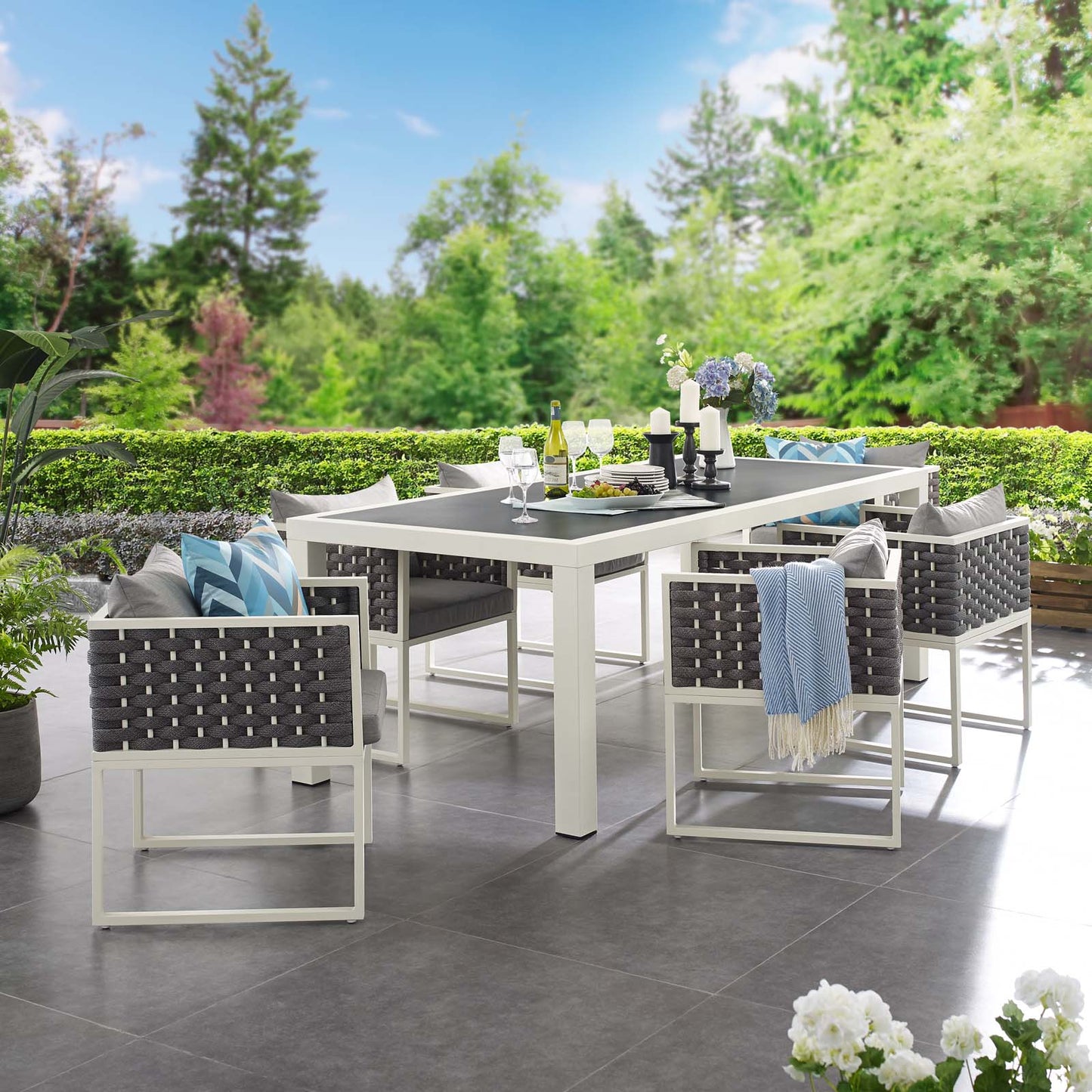 Modway Stance 7 Piece Outdoor Patio Aluminum Dining Set | Dining Sets | Modishstore
