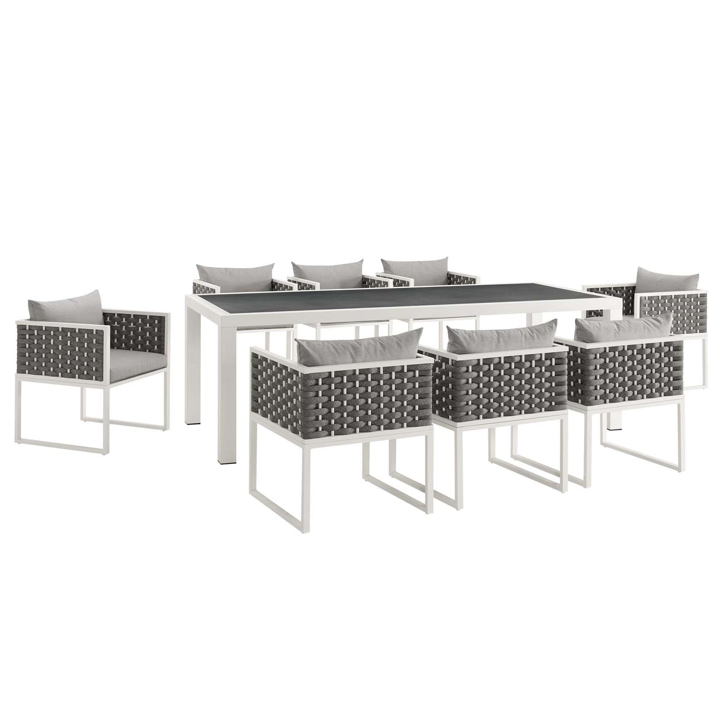 Modway Stance 9 Piece Outdoor Patio Aluminum Dining Set - EEI-3186 | Outdoor Dining Sets | Modishstore - 2