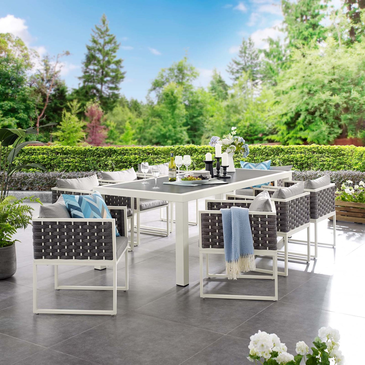 Modway Stance 9 Piece Outdoor Patio Aluminum Dining Set - EEI-3186 | Outdoor Dining Sets | Modishstore - 1