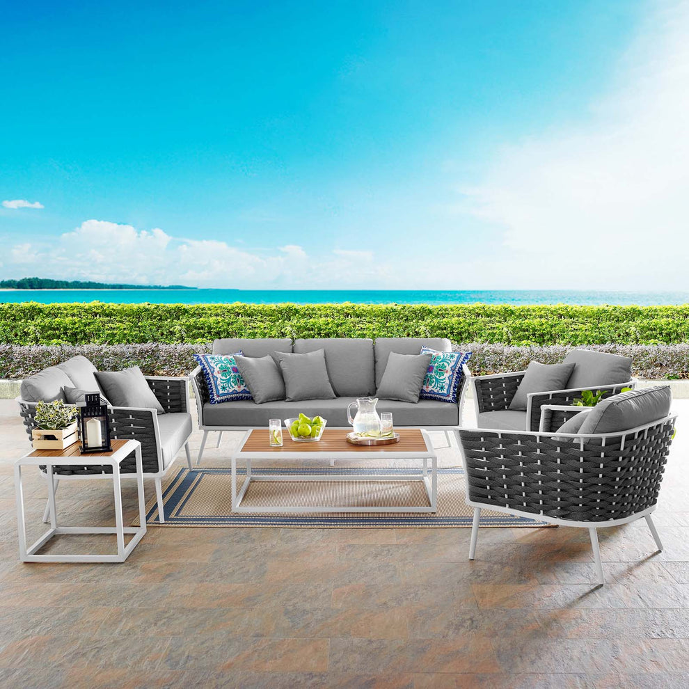 Modway Stance 5 Piece Outdoor Patio Aluminum Sectional Sofa Set - EEI-3187 | Outdoor Sofas, Loveseats & Sectionals | Modishstore - 1