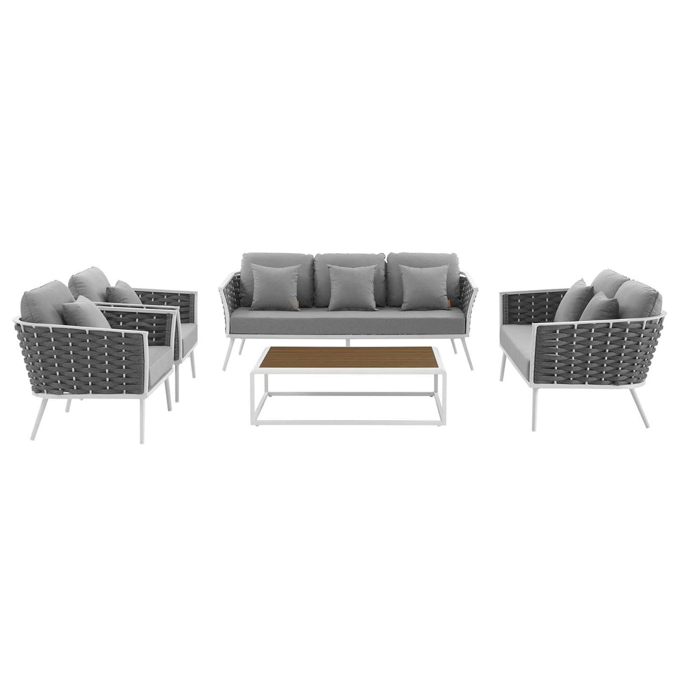Modway Stance 5 Piece Outdoor Patio Aluminum Sectional Sofa Set - EEI-3187 | Outdoor Sofas, Loveseats & Sectionals | Modishstore - 4