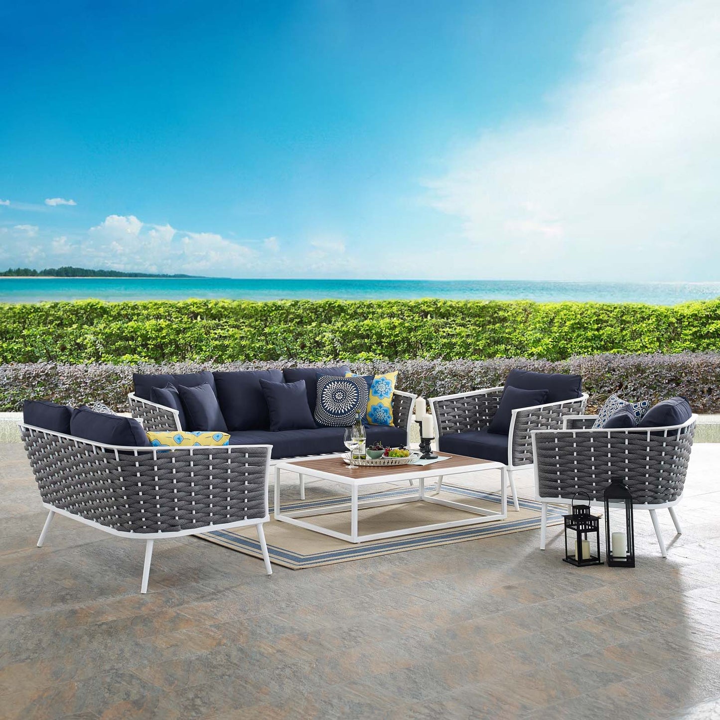 Modway Stance 5 Piece Outdoor Patio Aluminum Sectional Sofa Set - EEI-3187 | Outdoor Sofas, Loveseats & Sectionals | Modishstore - 12