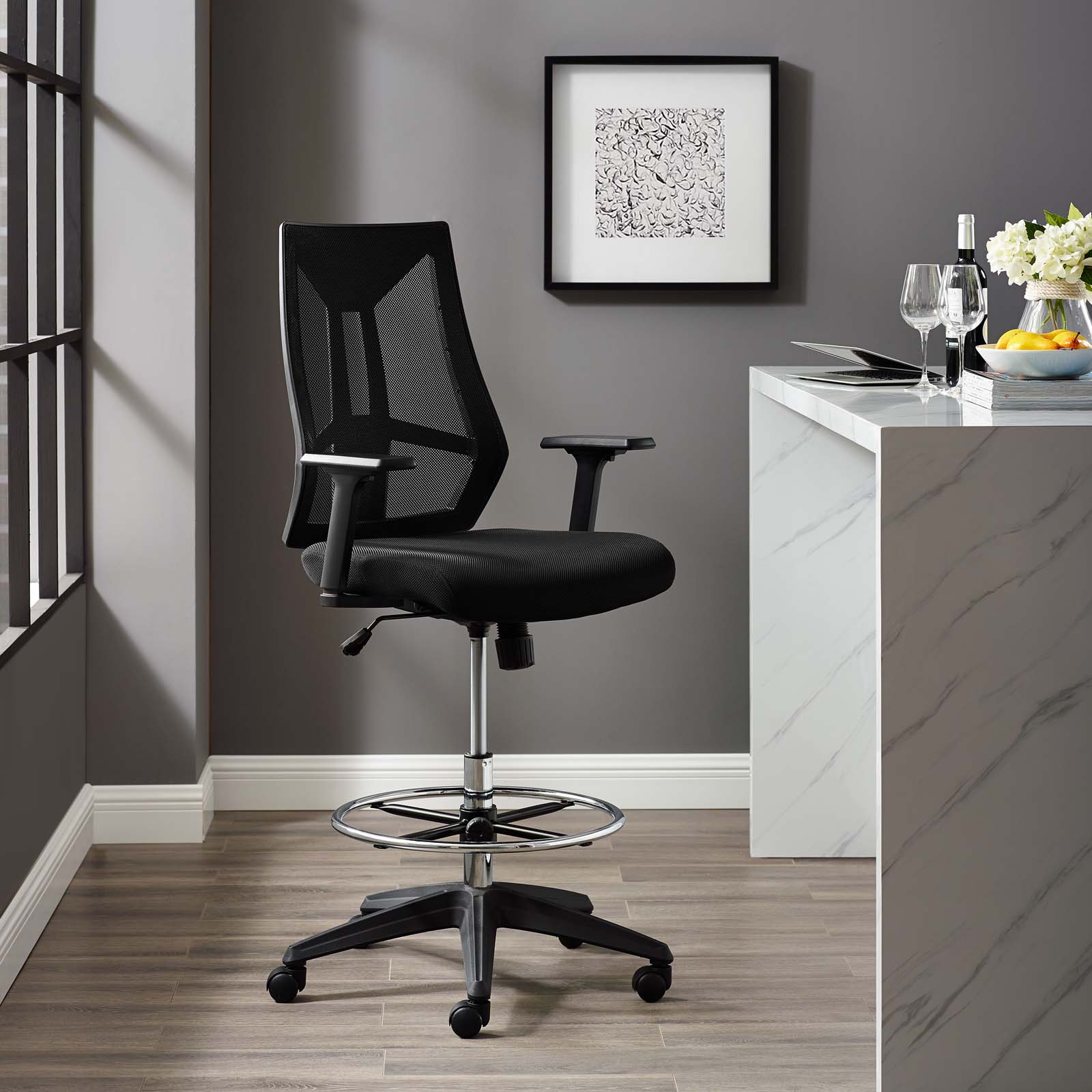 Modway Extol Mesh Drafting Chair Black | Office Chairs | Modishstore
