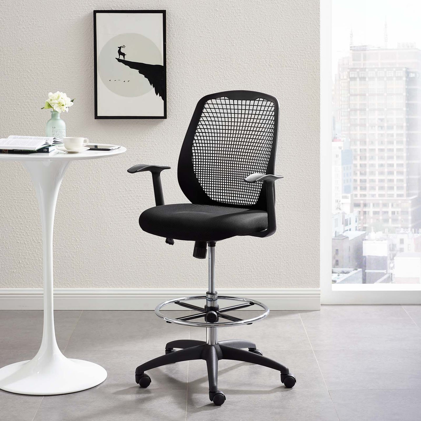 Modway Intrepid Mesh Drafting Chair Black | Office Chairs | Modishstore