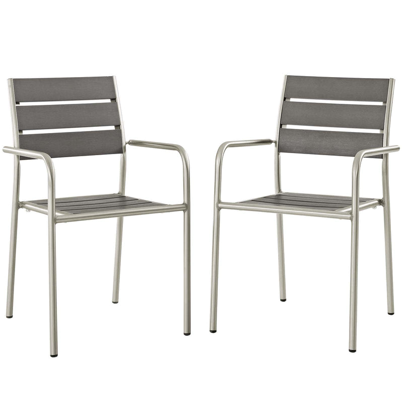 Modway Shore Dining Chair Outdoor Patio Aluminum Set of 2 - EEI-3203 | Dining Chairs | Modishstore - 1