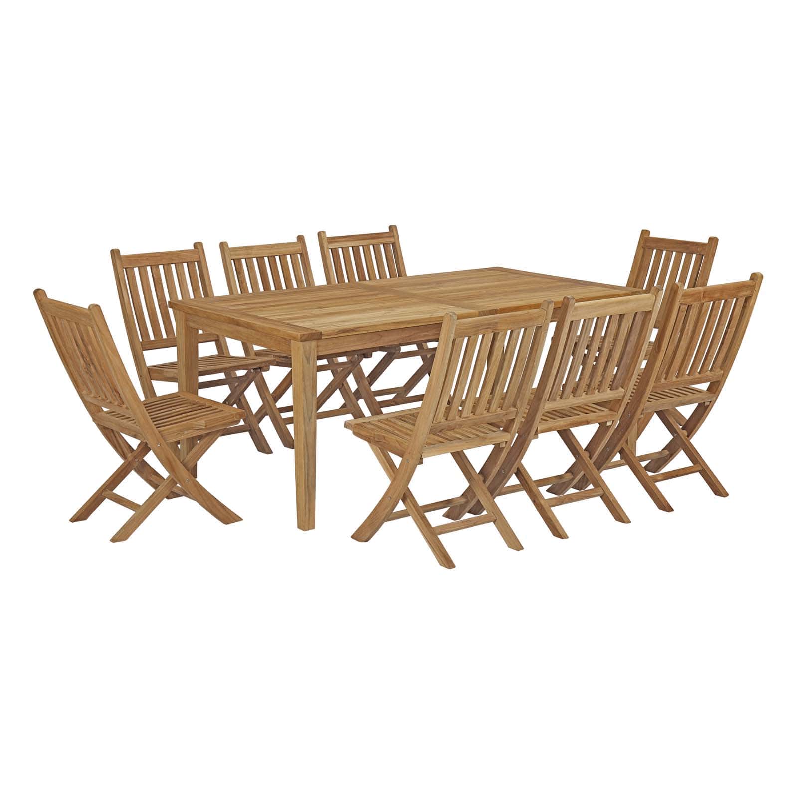 Modway Marina 9 Piece Outdoor Patio Teak Outdoor Dining Set-EEI-3204 - EEI-3204 | Outdoor Dining Sets | Modishstore - 1